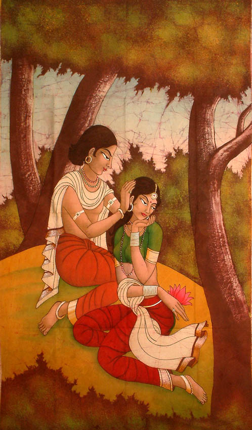 Damayanti And Nala, Modern Indian Batik - Unknown Artist